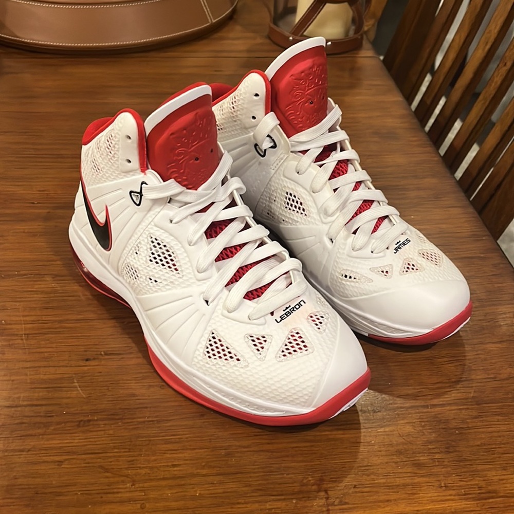 Nike Lebron 8 P.S. Shoes Sneakers 441946 100 white red Mens Size 7.5 - Picture 2 of 16